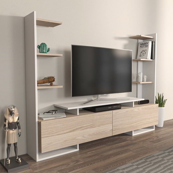 Hanah Home Ava Soporte para TV Blanco y Roble Hanah Home Ava Soporte para TV Blanco y Roble
